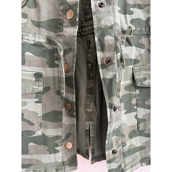 Justice Girls Camouflage Drawstring Waist Button Down Jacket Size 6/7 - Picture 7 of 15